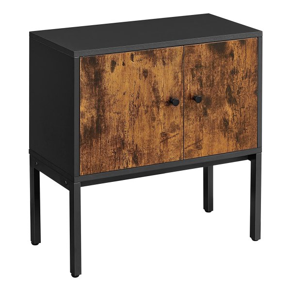 Sideboard, Keukenkast Met Deuren, Opbergkast, Metalen Frame, 60 X 30 X 60 Cm, İndustrieel Design, Vintage Bruin-Zwart