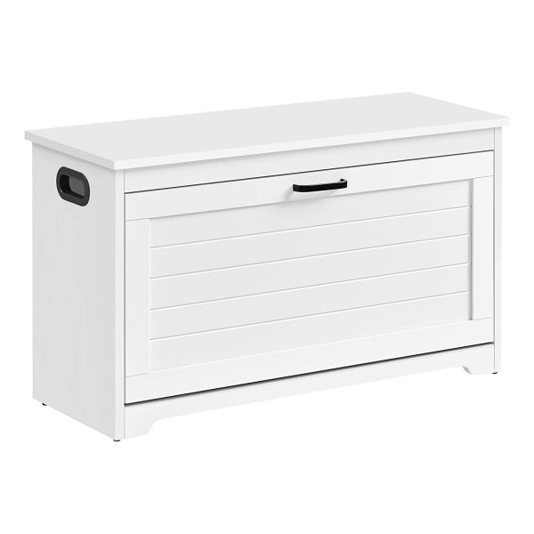 Schoenenkast Met Kap, Bank Met Verstelbare Binnenverdelers, Scharnierende Deur, Met Zijhandgrepen, Voor Hal, 80 X 30 X 46 Cm, Wit