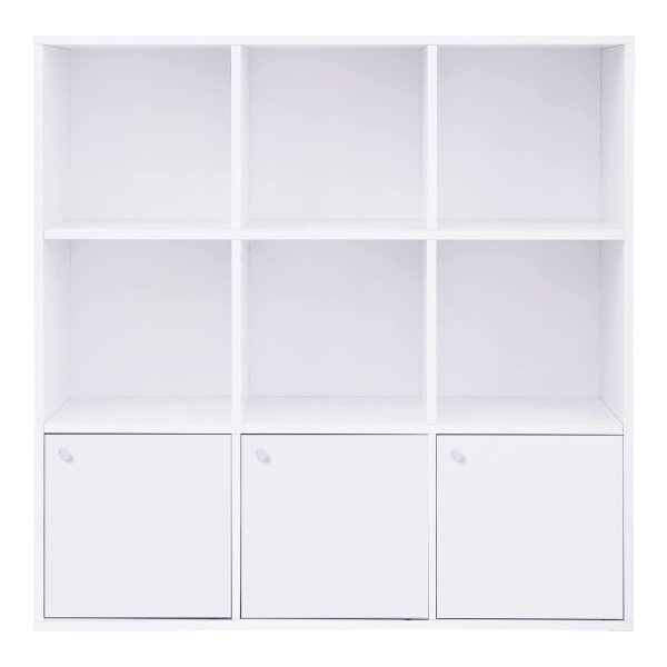 Boekenkast, Plank, Met Deuren, Dvd-Plank, Opbergrek, Staand Rek, Voor Woonkamer, Slaapkamer, Kinderkamer, Kantoor, Wit