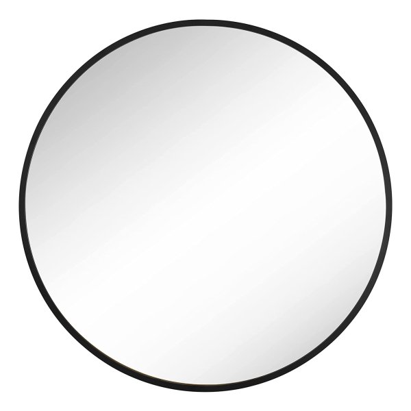 Wandspiegel, Ronde Spiegel, Badkamerspiegel, 61 Cm Diameter, Metalen Frame, Voor Woonkamer, Slaapkamer, Badkamer, Hal, Zwart