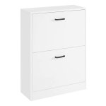 Schoenenkast Met 2 Kleppen, Schoenenkipper, Schoenenkist Met 2 Vakken, Voor Hal, Woonkamer, Slaapkamer, 24 X 60 X 83,5 Cm, Wit