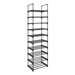 Schoenenrek Met 10 Planken, Groot Metalen Schoenenrek, Doe-Het-Zelf, Staand Rek, Ruimtebesparend, Multifunctioneel, Woonkamer, Slaapkamer, Keuken, 45 X 30 X 174 Cm, Zwart