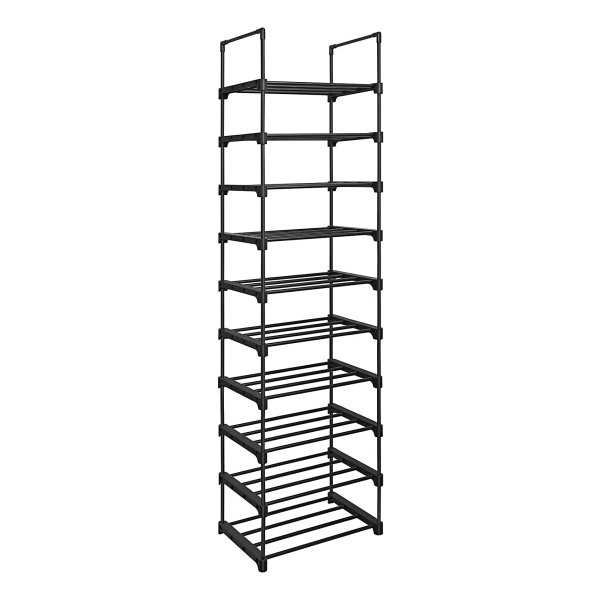 Schoenenrek Met 10 Planken, Groot Metalen Schoenenrek, Doe-Het-Zelf, Staand Rek, Ruimtebesparend, Multifunctioneel, Woonkamer, Slaapkamer, Keuken, 45 X 30 X 174 Cm, Zwart