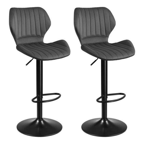 Kruk, Set Met 2 Keukenstoelen, Barstoel Met Metalen Frame, Oppervlak Van Kunstleer, Voetensteun, İn Hoogte Verstelbaar, Eenvoudige Montage, Vintage, Donkergrijs,