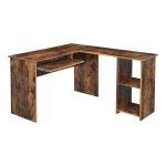 Computerbureau Met Wielen Pc-Tafel Met Toetsenbordlade 2 Planken 120 X 59 X 90 Cm