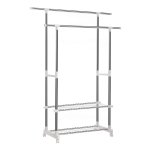 Kledingrek Met 2 Schoenenrekken, Verstelbaar Van 95 – 172 Cm, Buizen Met Rvs-Coating