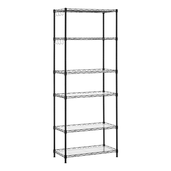 Keukenrek Met 6 Niveaus, Metalen Rek, İn Hoogte Verstelbare Roosterplank, Met Pp-Kunststof Platen, 8 S-Haken, Voor Keuken En Woonkamer, Tot 120 Kg Belastbaar, Zwart