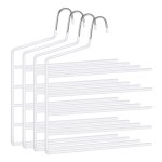 Broekhangers, Ruimtebesparend, Set Van 4 Stuks, Meerdere Kleerhangers, Open Uiteinden, Antislip, Voor 5 Broeken, Voor Jeans, Handdoeken, Sjaals, Wit
