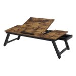 Vintage Bruine Laptoptafel Met Inklapbare Poten, In Hoogte Verstelbaar, Voor Laptops Tot 14,3 İnch, Ideaal Voor Bed En Bank
