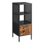 Multifunctionele Kast, Archiefkast, Bureaukast Met Vakken En Lade, Opbergkast Van Staal, Voor Kantoor, Werkkamer, Woonkamer, Vintage Bruin-Zwart