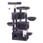 Krabpaal Groot, Met 3 Kattengrotten, Krabpaal 164 Cm, Rookgrijs