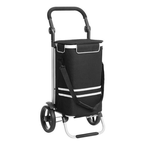 Boodschappentrolley, Ä°nklapbaar, Stabiel Winkelwagentje Met Koelvak, Grote Capaciteit 35 L, Multifunctioneel, Handwagen Met Wielen, Afneembare Tas, Zwart