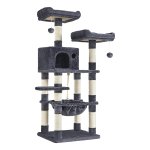 Krabpaal voor Katten - 143 cm - Met Hangmat, 2 Uitkijkplateaus - Rookgrijs