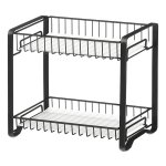 Kruidenrek Met 2 Niveaus, Keukenrek Van Metaal, Met Kunststof Platen, Antislipvoeten, Gemakkelijk Te Monteren, Voor Werkblad, Eetkamer, Badkamer, Keuken, Zwart