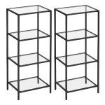 Set Van 2 Planken, Badkamerplanken, Keukenplanken, Gangplanken Met 4 Planken Van Gehard Glas, Woonkamerdecoratie, Eenvoudige Montage, Woonkamer, Slaapkamer, Kantoor, Zwart