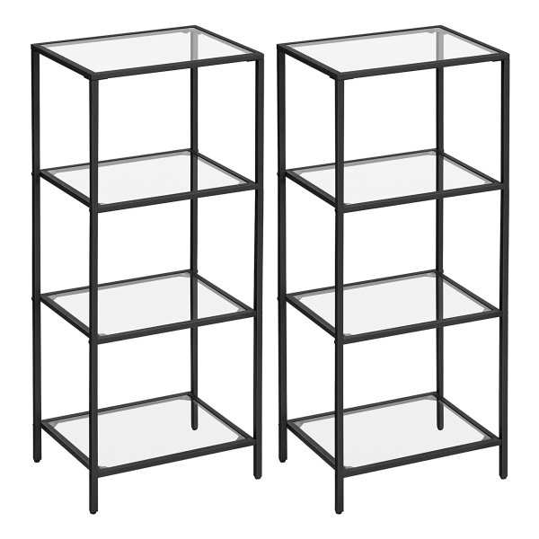 Set Van 2 Planken, Badkamerplanken, Keukenplanken, Gangplanken Met 4 Planken Van Gehard Glas, Woonkamerdecoratie, Eenvoudige Montage, Woonkamer, Slaapkamer, Kantoor, Zwart