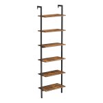Staande Plank, Boekenkast, 6 Planken, Ladderplank, Opbergruimte Voor Boeken, Decoratie, Slaapkamer, Woonkamer, Kantoor, 60 X 30 X 204,8 Cm, Ä°ndustrieel Ontwerp, Vintage Bruin-Zwart