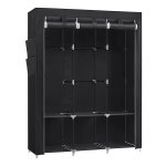 Linnenkast, Garderobe, 45 X 130 X 167 Cm, 3 Hangvakken, Met 4 Zijvakken, Veel Ruimte, Voor Slaapkamer, Woonkamer, Zwart Ryg092B02