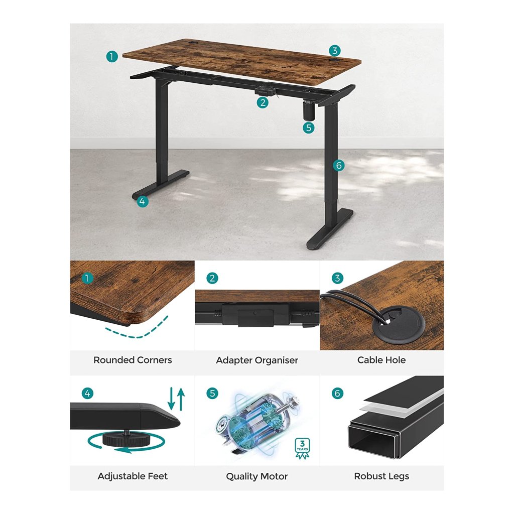 Brasa Elektrisches Höhenverstellbarer Schreibtisch | Elektrisch höhenverstellbar Ergonomisches Schreibtisch für Home Office Study Gaming