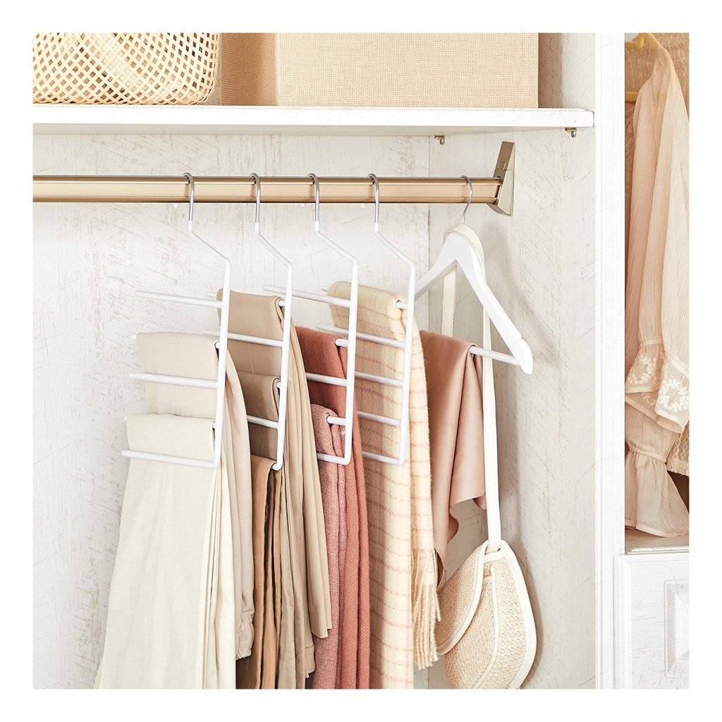 HOUSE DAY Kleerhangers, ruimtebesparend, 4 stuks, antislip, ruimtebesparende kleerhangers, metaal, voor kledingkast, organizer, meervoudige magische hangers voor slaapzaal, slaapkamer, cadeau