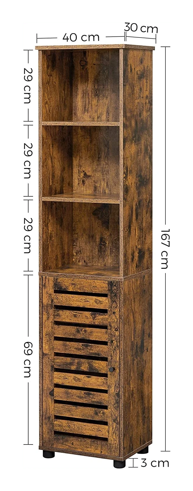 inzet combineren grens Badkamerkast, hoge kast, badkamerkast, 3 open vakken, 2 verstelbare planken achter de deur, vintage bruin BBK160X01 - SimpleDeal.nl inzet combineren grens Badkamerkast, hoge kast, badkamerkast, 3 open vakken, 2 verstelbare planken achter de deur, vintage bruin BBK160X01 - SimpleDeal.nl