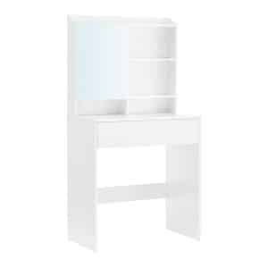 Make-uptafel, Kaptafel met Spiegel en 1 Lade - Wolkenwit - Modern Design met Verstelbare Planken