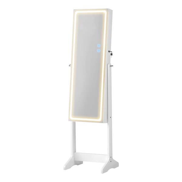 Sieradenkast, Spiegelkast, Sieradenorganizer Met Ledverlichting, Met Frameloze Full-Body Spiegel, Binnenspiegel Met Verlichting