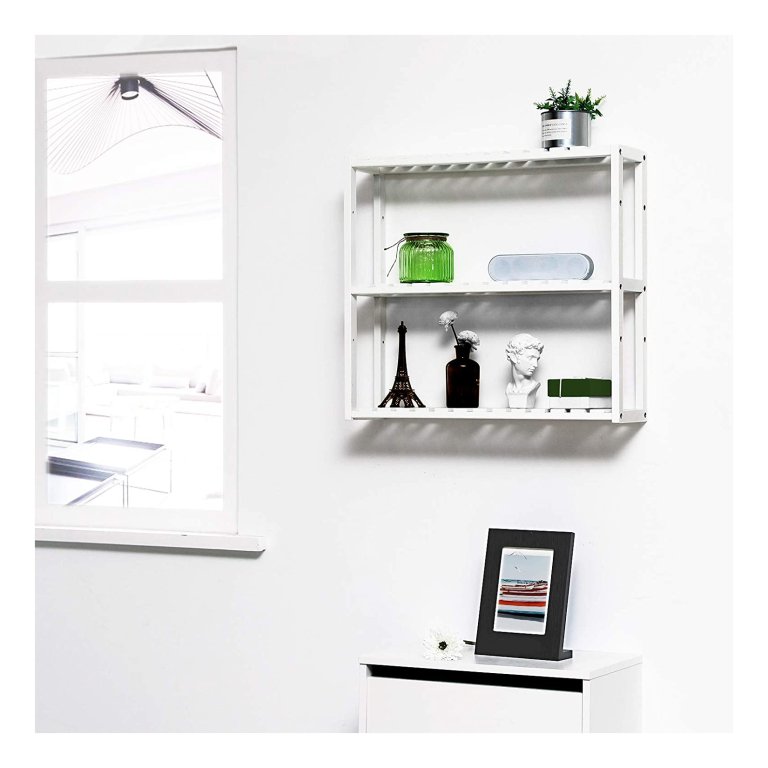 KES Zwevend rek, hangrek, dubbele handdoekhouder, zwart, mat, zwevende plank, metaal, badkamer, rek, 60 cm houder, wandmontage, zwart, BTR500S60-BK