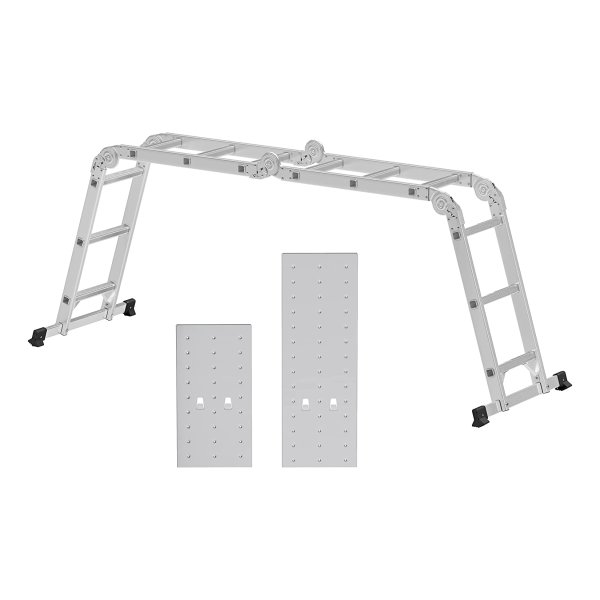 Ladder Multifunctionele Ladder 3,6 M, Aluminium Huishoudladder, Tot 150 Kg, 12 Treden Met 2 Steigerplaten Komt Overeen Met En 131 Tüv Rheinland Gs Getest Glt36M