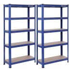 Zware Stelling, Set Van 2, Opbergrekken, Kelderrek, 5 Verstelbare Planken, Rek Van Metaal, Steekrek, Werkplaatsrek