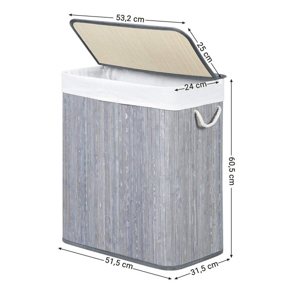 Wasmand bamboe - naturel - 40x30x57 cm