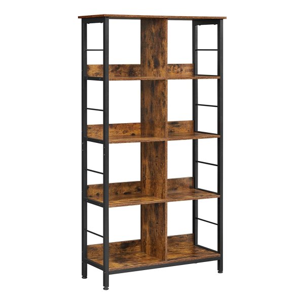 Stellingkast, Boekenkast, Kantoorplank, Met 8 Vakken, Decoratieve Plank, Open, İndustrieel Design