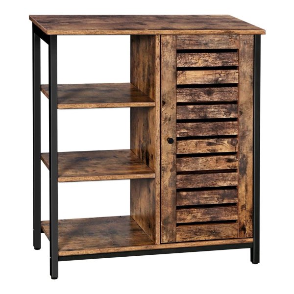 Dressoir Met 3 Open Planken, Badkamerkast, Vintabruin-Zwart