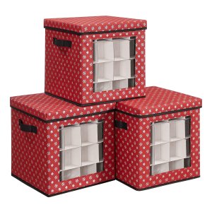 Opbergdozen Voor Kerstballen, Set Van 3, Vouwdozen, Voor Kerstdecoratie, 64 Kleine Vakken Per Doos, Flexibele Scheidingswanden