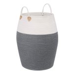 Grijs-Beige Katoenen Touwmand, Handgrepen, Wasmand Van Katoen, 125 L