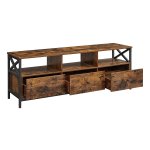 Tv-Kast, TV Meubel Tot 75 inch, Met 3 Laden, Vintage Bruin-Zwart