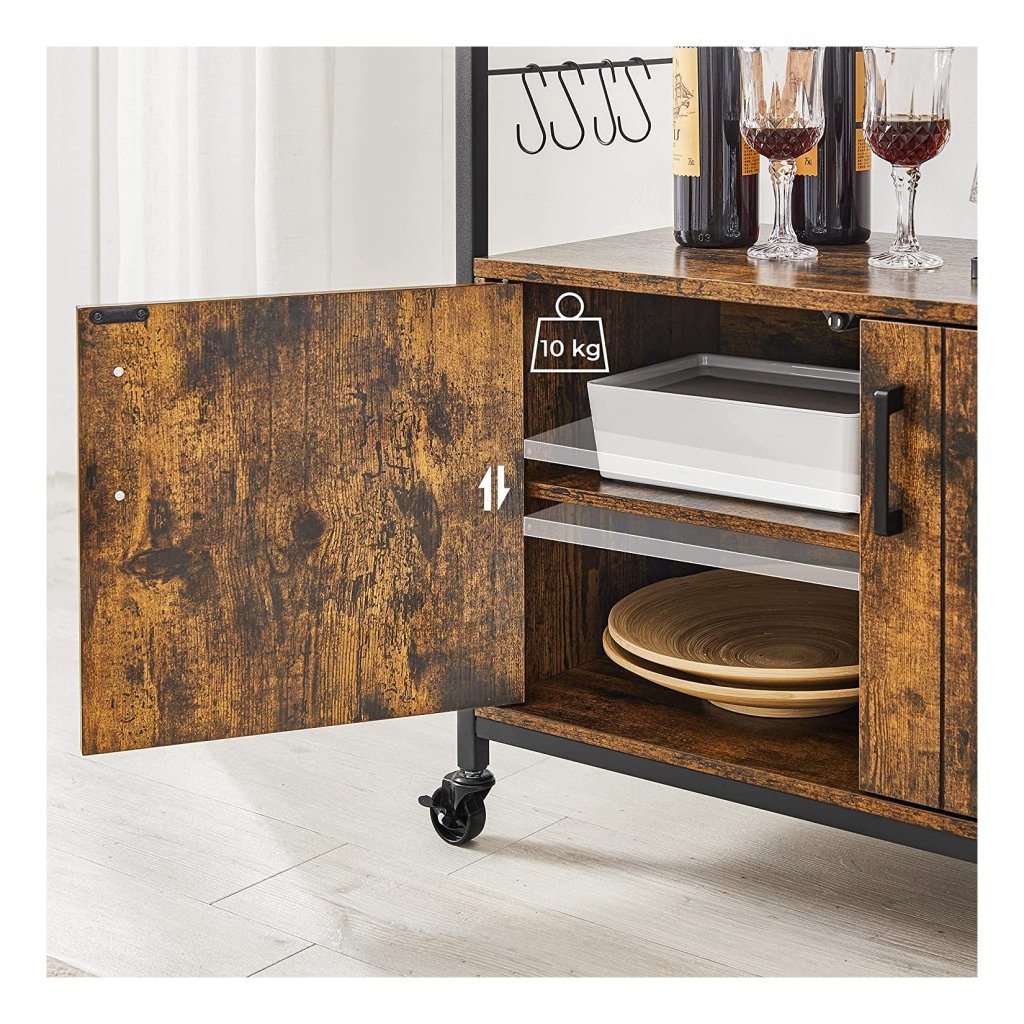 SUKY Modern keukeneiland, 122 x 46 x 91,5 cm, keukenkast, uittrekbare keukentrolley met wielen en werkblad, serveerwagen met kruidenrek en 8 laden (zwart SUKY Modern keukeneiland, 122 x 46 x 91,5 cm, keukenkast, uittrekbare keukentrolley met wielen en werkblad, serveerwagen met kruidenrek en 8 laden (zwart