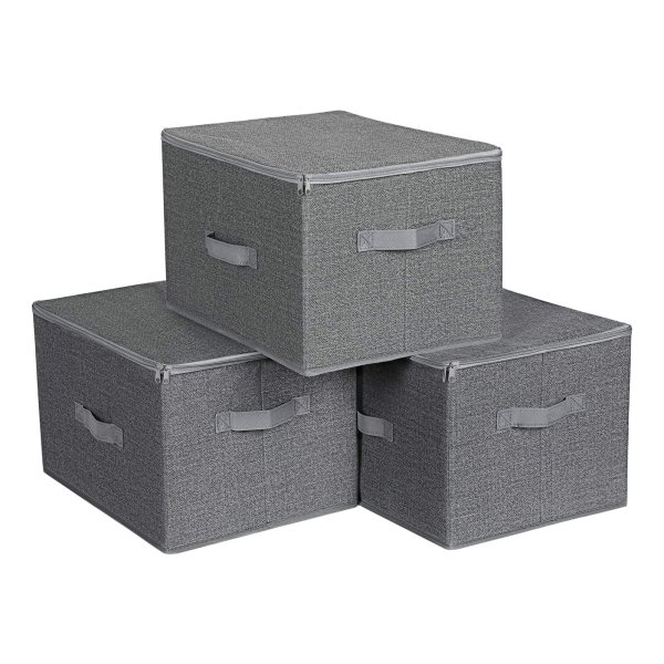 Opbergdozen Met Deksel, Set Van 3, Opvouwbare Stoffen Dozen Met Handgrepen
