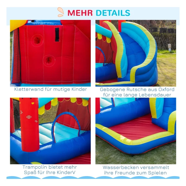 VEVOR Opblaasbaar Springkasteel, Hoogwaardige Buitenspeel Trampoline Springkasteel Met Ventilator Glijbaan En Opbergtas Springkasteel Voor Familietuin 333