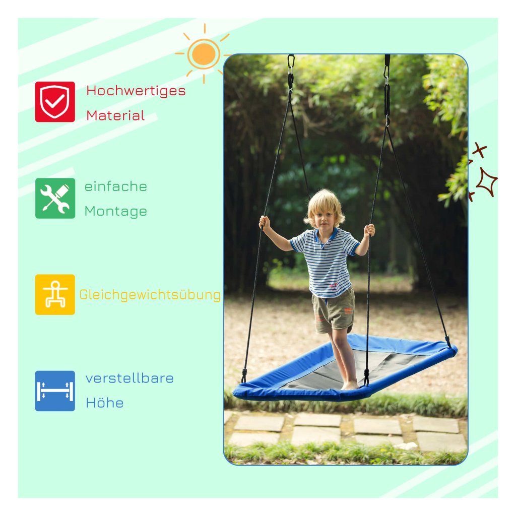 KESSER® Ronde Hangschommel 120cm - Tot 300kg - Verstelbaar Voor Kind & Volwassen - Blauw