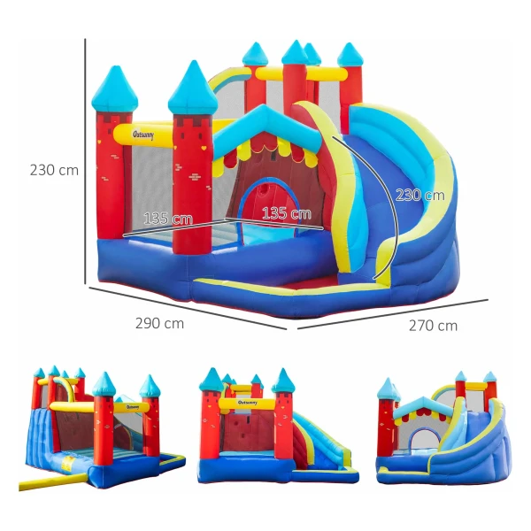 Opblaasbaar Water Springkasteel Voor Buiten  455 X 390 X 238 Cm Springkasteel Met Waterglijbaan Springkasteelelementen Hoge Glijbaan Zwembad Speelmarktkraam Voor 3 4 Kinderen 3 Tot 8 Jaar  P 010424623870