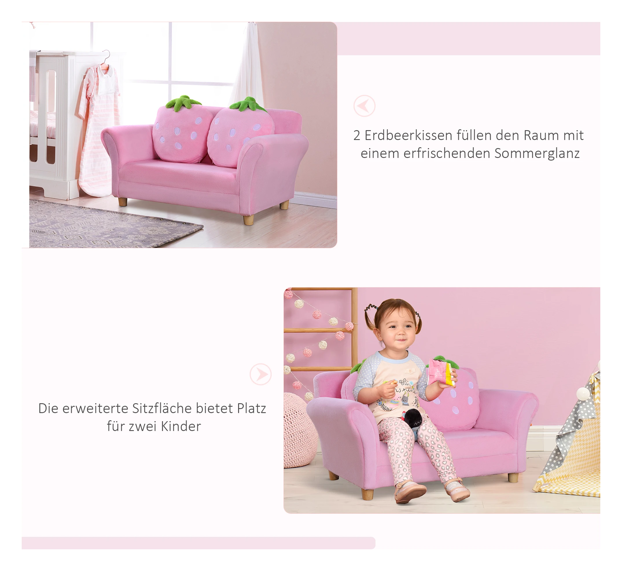 keuken paneel Refrein Kinderbank kinderfauteuil sofa bank kinderstoel kinderkamer zachte bank  tweezitsbank eenzitsbank (aardbeienbank) - SimpleDeal.nl
