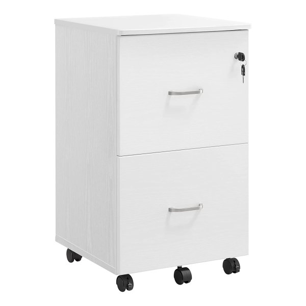 Rolcontainer Met Slot En Laden, Afsluitbare Archiefkast Met Verstelbare Hangmappen, Wit
