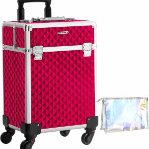 Cosmeticakoffer, trolley, make-upkoffer, Rood