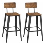 Barkruk, Set Van 2, Barstoelen, Keukenstoelen, Met Rugleuning, Stalen Frame, Eenvoudige Montage, Ä°ndustrieel Design