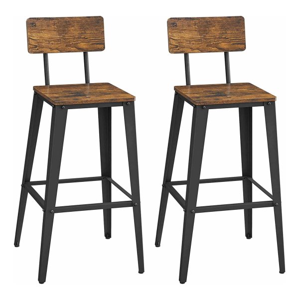 Barkruk, Set Van 2, Barstoelen, Keukenstoelen, Met Rugleuning, Stalen Frame, Eenvoudige Montage, Ä°ndustrieel Design
