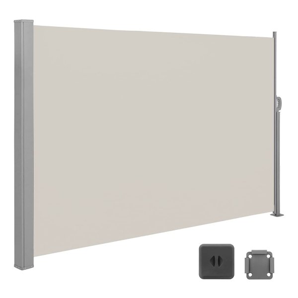 Zonnescherm, Uittrekbaar, 200 X 350 Cm (H X L), Privacyscherm, Zonwering, Zijjaloezie, Voor Balkon, Terras, Tuin, Beige