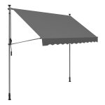 Klemluifel, 350 X 130 Cm, Balkonluifel, İn Hoogte Verstelbaar, Met Handslinger, Zonwering, Voor Balkon, Terras, Tuin, Antraciet