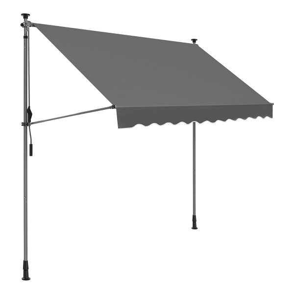 Klemluifel, 350 X 130 Cm, Balkonluifel, İn Hoogte Verstelbaar, Met Handslinger, Zonwering, Voor Balkon, Terras, Tuin, Antraciet