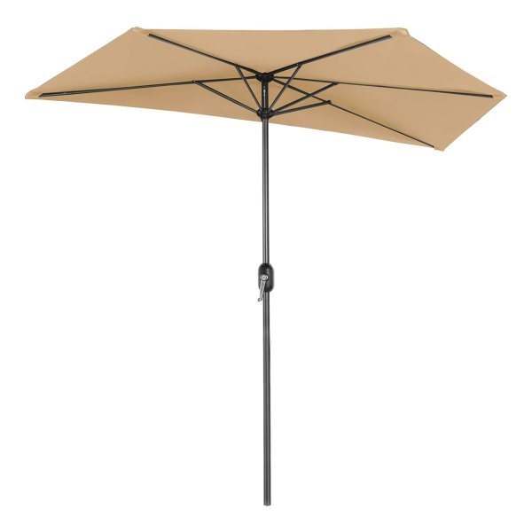 Parasol, Ø 270 Cm, Halfrond, Marktscherm, Uv-Bescherming Tot Upf 50+, Tuinscherm, Terrasparasol, Balkonscherm, Zonder Standaard, Voor Tuin, Balkon En Terras, Taupe